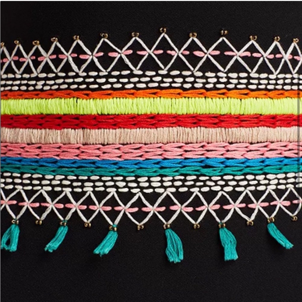 Alice + Olivia open back black mini dress with embroidered details - Picture 4 of 9